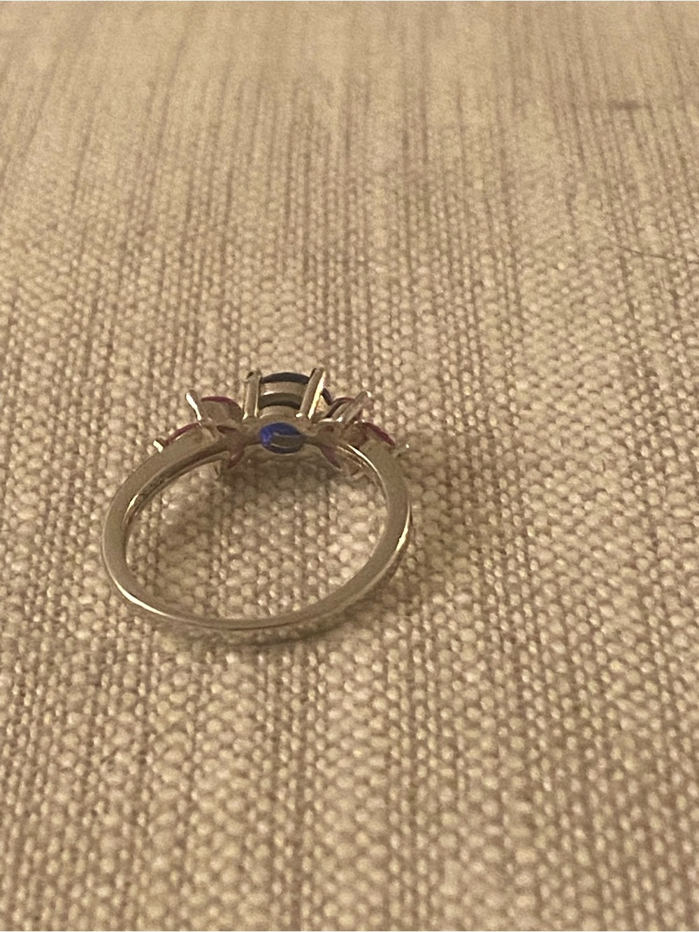 Gorgeous .925 Sterling Silver Blue Sapphire CZ & Ruby CZ Ring - Picture 7 of 10